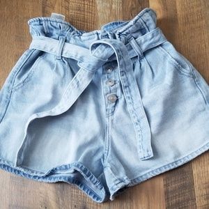 American Eagle paperbag denim mom shorts